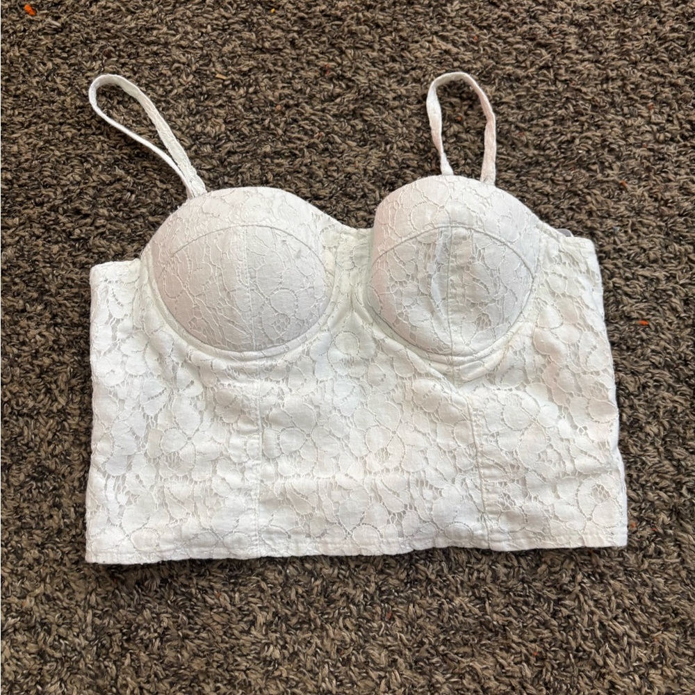Say What? White Lace Bustier